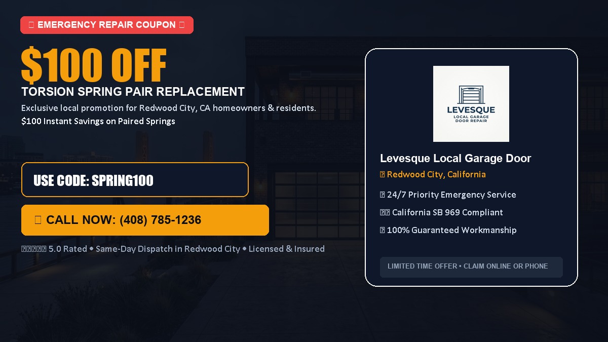 $100 OFF Heavy-Duty Torsion Spring Pair Replacement in Redwood City, CA